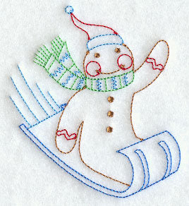 Gingerbread Man Sledding (Redwork)