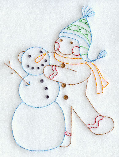 Gingerbread Man with Snowman (Redwork)