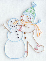 Gingerbread Man with Snowman (Redwork)