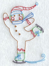 Gingerbread Man Ice Skating (Redwork)