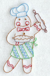 Gingerbread Man Baking (Redwork)