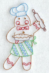 Gingerbread Man Baking (Redwork)