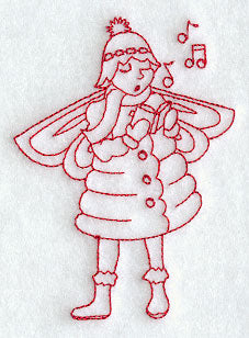 Caroling Christmas Fairy (Redwork)