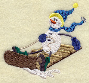 Snowy Celebrations - Snowman on Toboggan