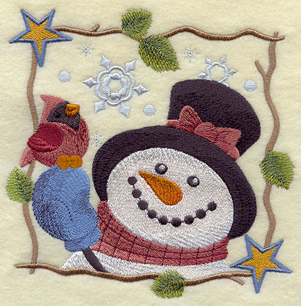 Cozy Country Snowman - Cardinal Friend