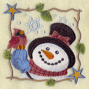 Cozy Country Snowman - Cardinal Friend