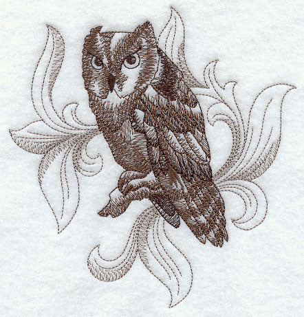 Screech Owl with Baroque Background