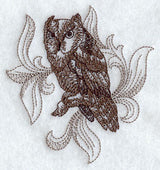 Screech Owl with Baroque Background