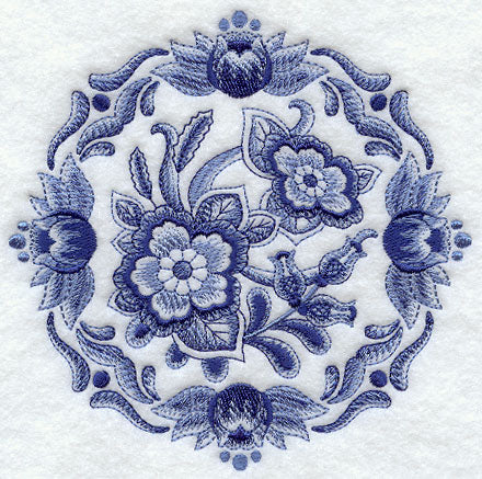 Delft Blue Floral Medallion I