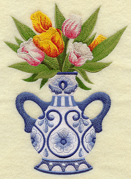 Delft Blue Tulips in Vase I