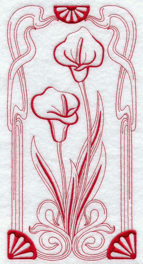 Art Nouveau Calla Lily (Redwork)