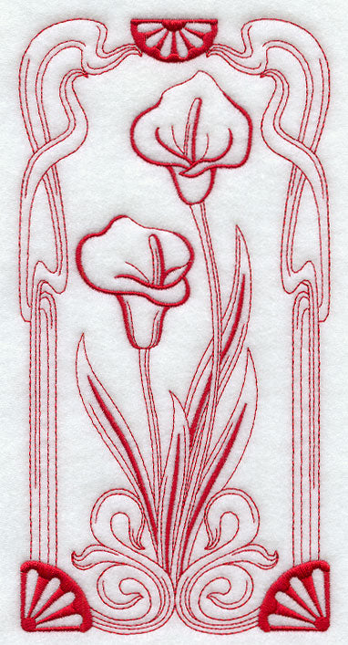 Art Nouveau Calla Lily (Redwork)