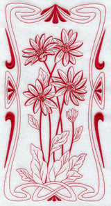 Art Nouveau Gerber Daisy (Redwork)