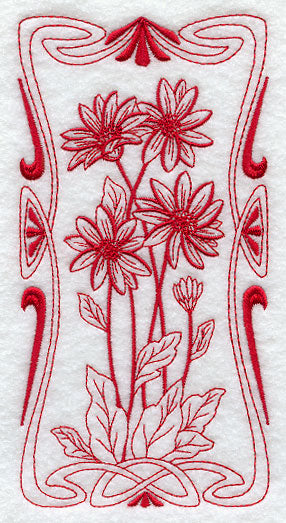 Art Nouveau Gerber Daisy (Redwork)