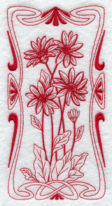 Art Nouveau Gerber Daisy (Redwork)