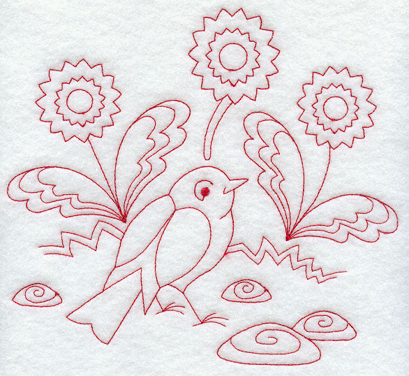 Spring Robin (Redwork)