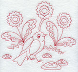 Spring Robin (Redwork)