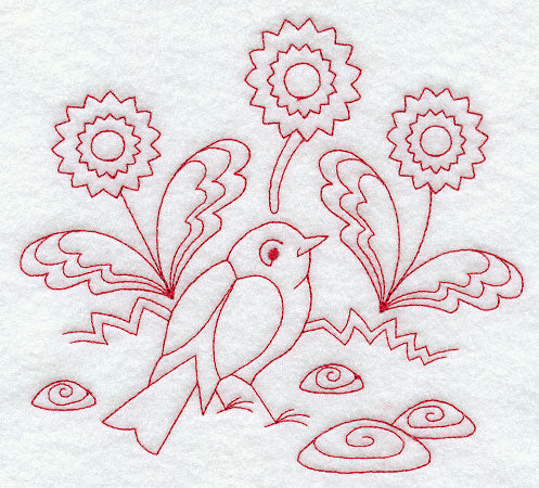 Spring Robin (Redwork)