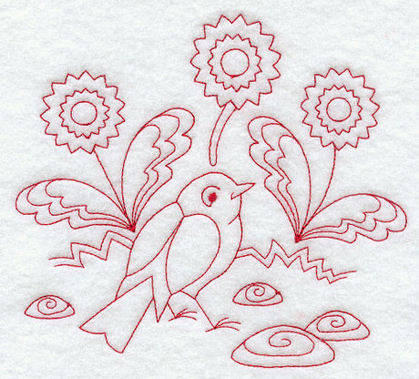 Spring Robin (Redwork)