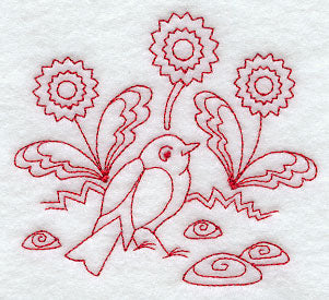 Spring Robin (Redwork)