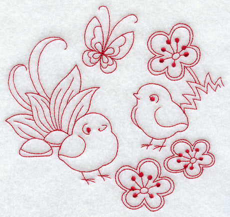Spring Chicks (Redwork)