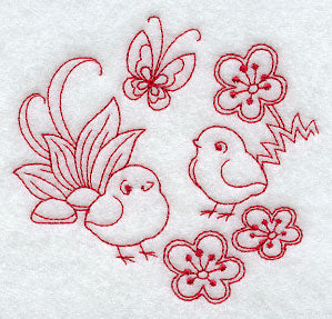 Spring Chicks (Redwork)