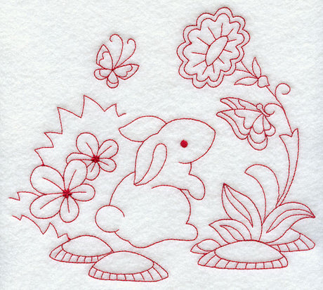 Spring Rabbit (Redwork)