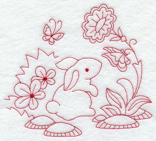 Spring Rabbit (Redwork)