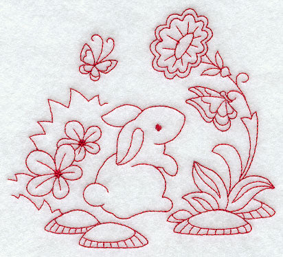 Spring Rabbit (Redwork)