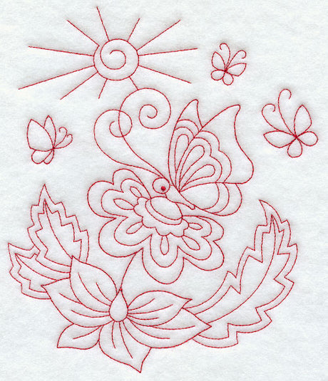 Spring Butterflies (Redwork)