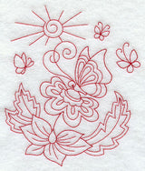 Spring Butterflies (Redwork)