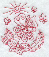Spring Butterflies (Redwork)