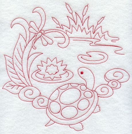 Spring Turtle (Redwork)