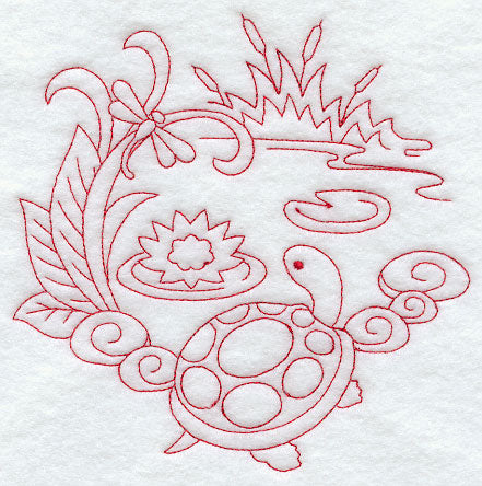 Spring Turtle (Redwork)