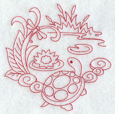 Spring Turtle (Redwork)