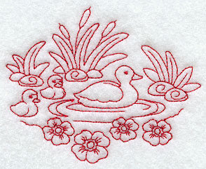 Spring Ducks (Redwork)