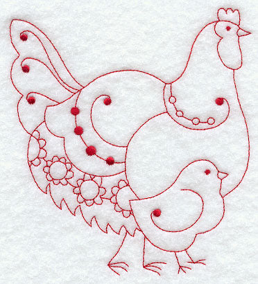 Country Hen III (Redwork)