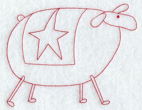 Country Sheep - Star (Redwork)