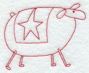 Country Sheep - Star (Redwork)