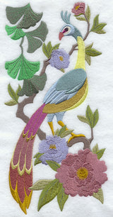 Chinoiserie Green Peafowl Panel