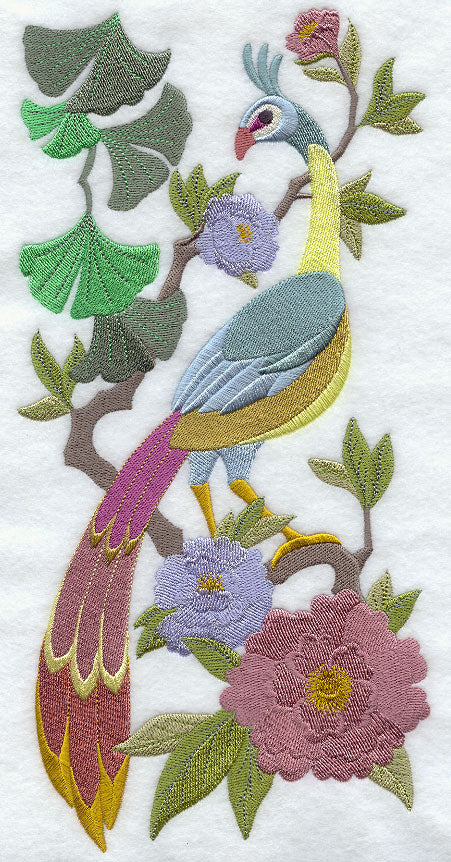 Chinoiserie Green Peafowl Panel