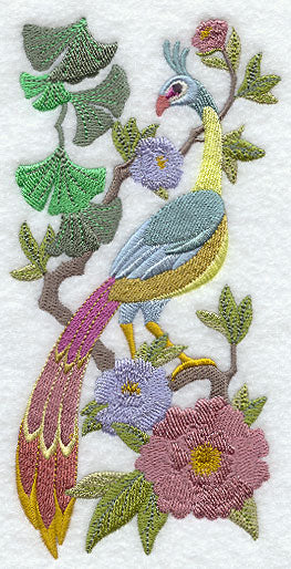 Chinoiserie Green Peafowl Panel
