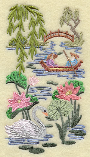 Chinoiserie Swan Scene Panel