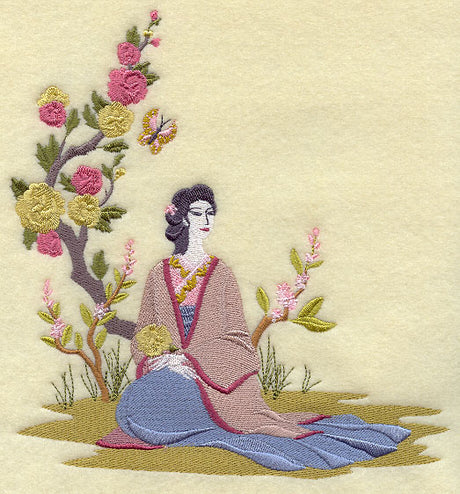 Chinoiserie Lady with Butterfly Panel