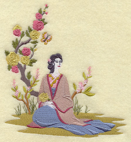 Chinoiserie Lady with Butterfly Panel