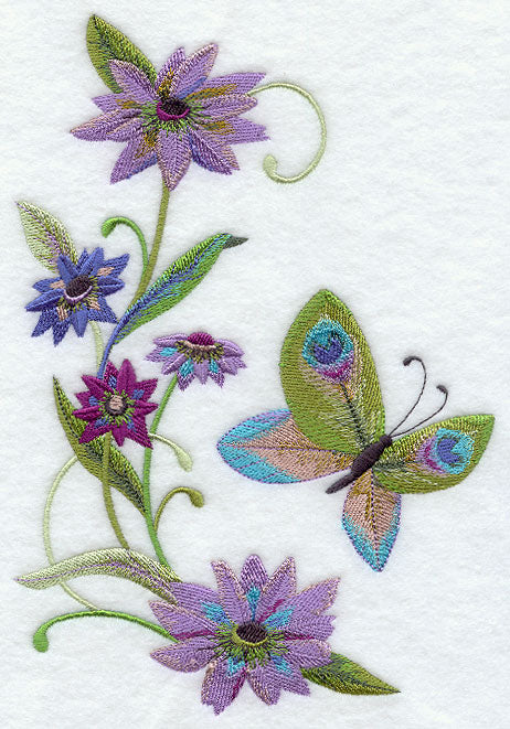 Peacock Butterfly and Flowers