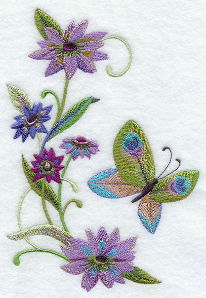 Peacock Butterfly and Flowers