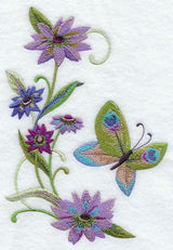 Peacock Butterfly and Flowers