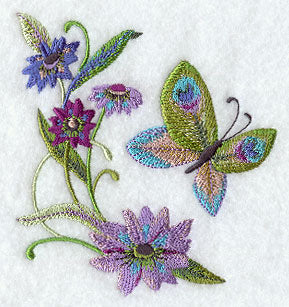 Peacock Butterfly and Flowers