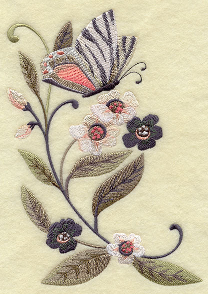 Zebra Butterfly and Flowers